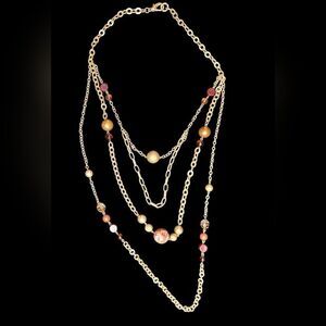 💍Goldtone Beads Multistrand Necklace